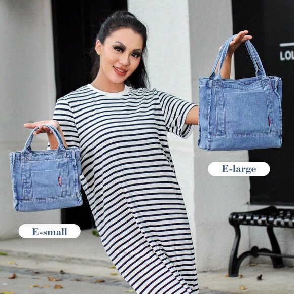 Denim Tote Purse for Women Large Crossbody Shoulder Bag Multi-use Gift - Picture 2 of 6